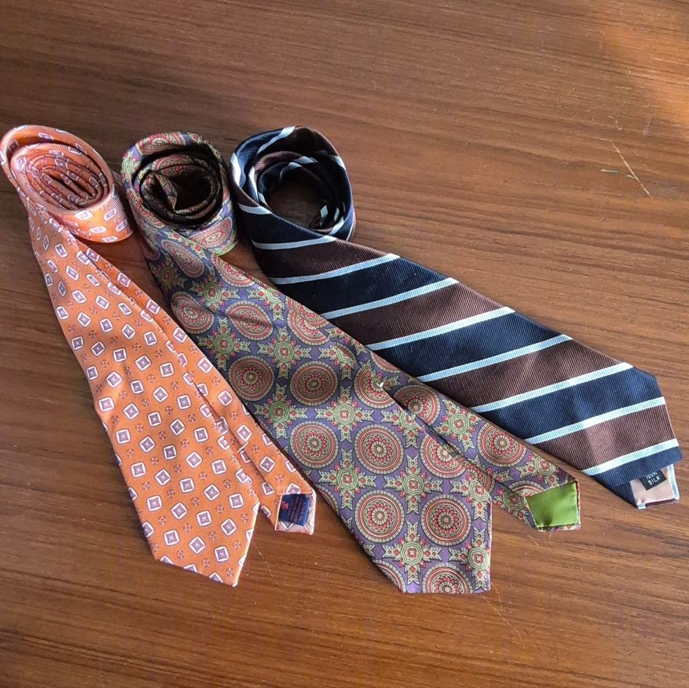 Vintage Patterned Ties - Orange, Brown, Multicolor